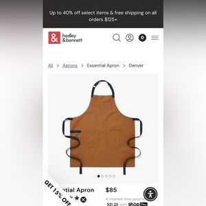 NWT-Hedley & Bennett essential apron, color Denver